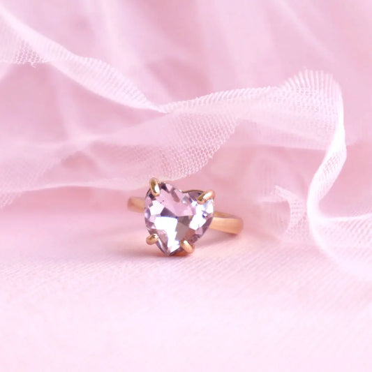 Crystal Heart Ring with Velvet Box