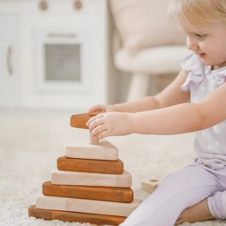 Stacking Triangles Qtoys Wooden Stacking Triangle – Tiny Tots and Me