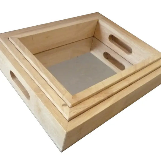 Qtoys Wooden Rectangular Mirror Trays Set of 3