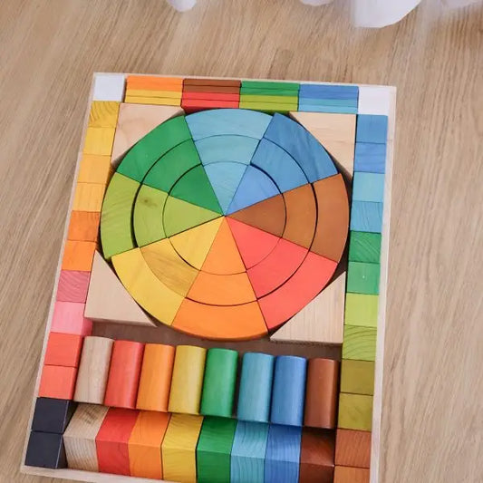 Qtoys Wooden Natural Rainbow Blocks 86 pcs - Jumbo