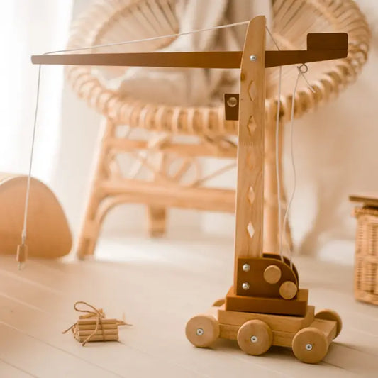 Qtoys Wooden Tower Crane Toy