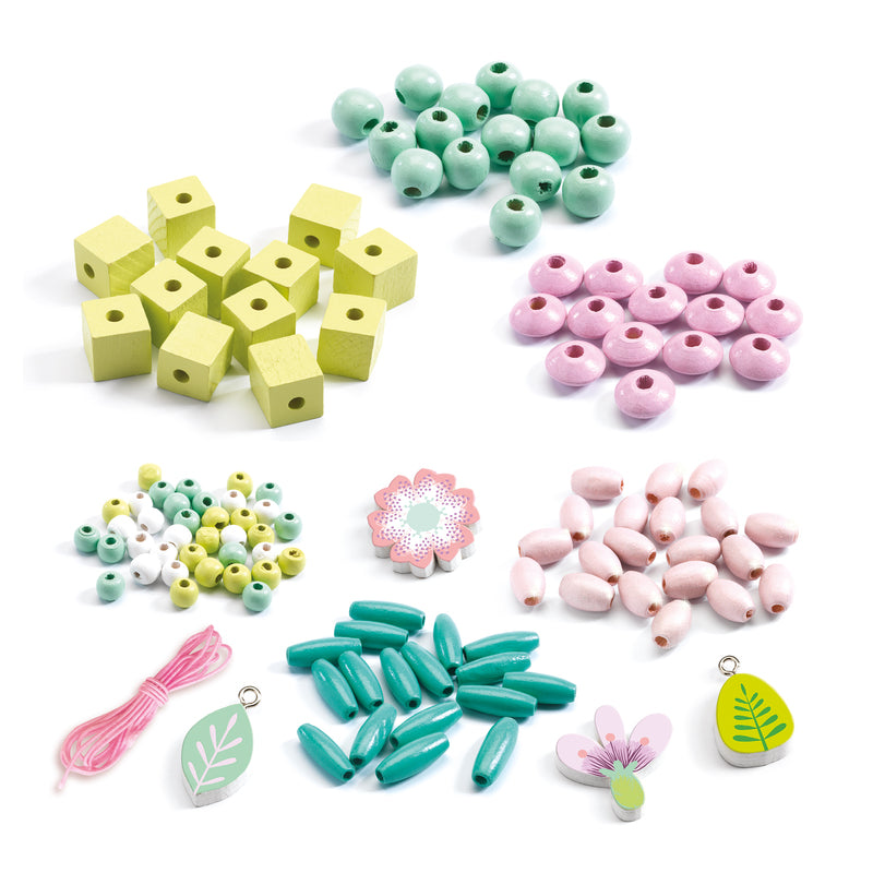 Wooden Beads - Leaves and Flowers