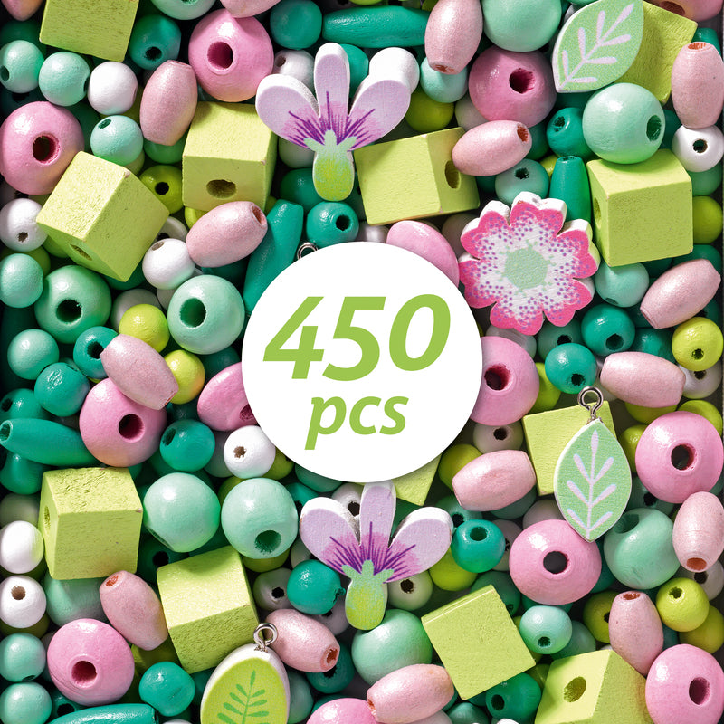 Wooden Beads - Leaves and Flowers