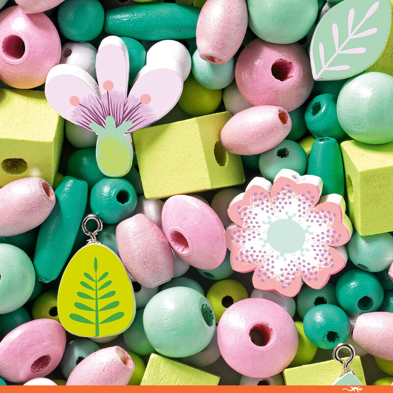 Wooden Beads - Leaves and Flowers