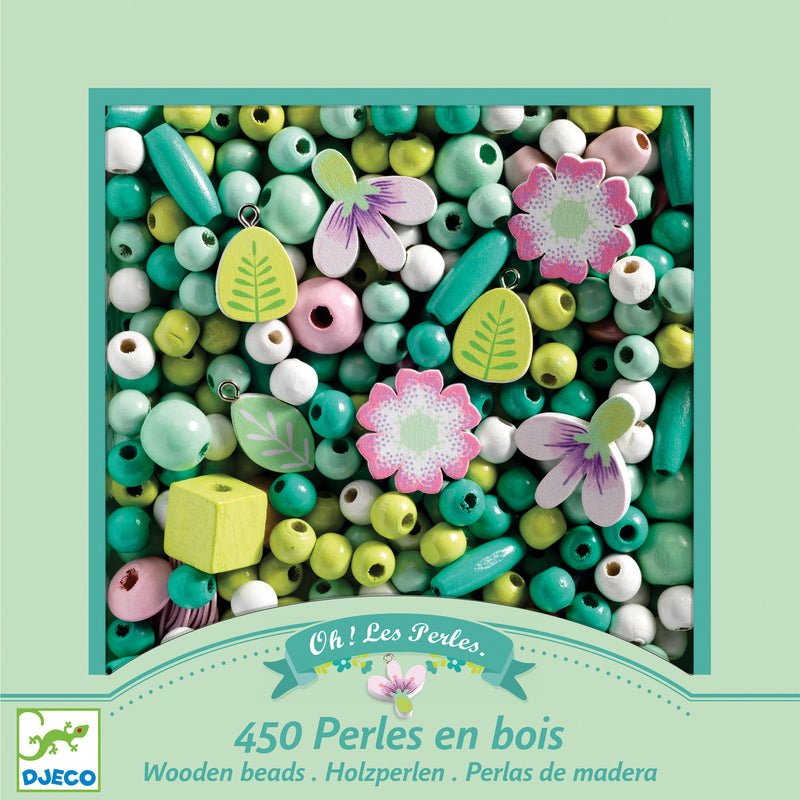 Wooden Beads - Leaves and Flowers