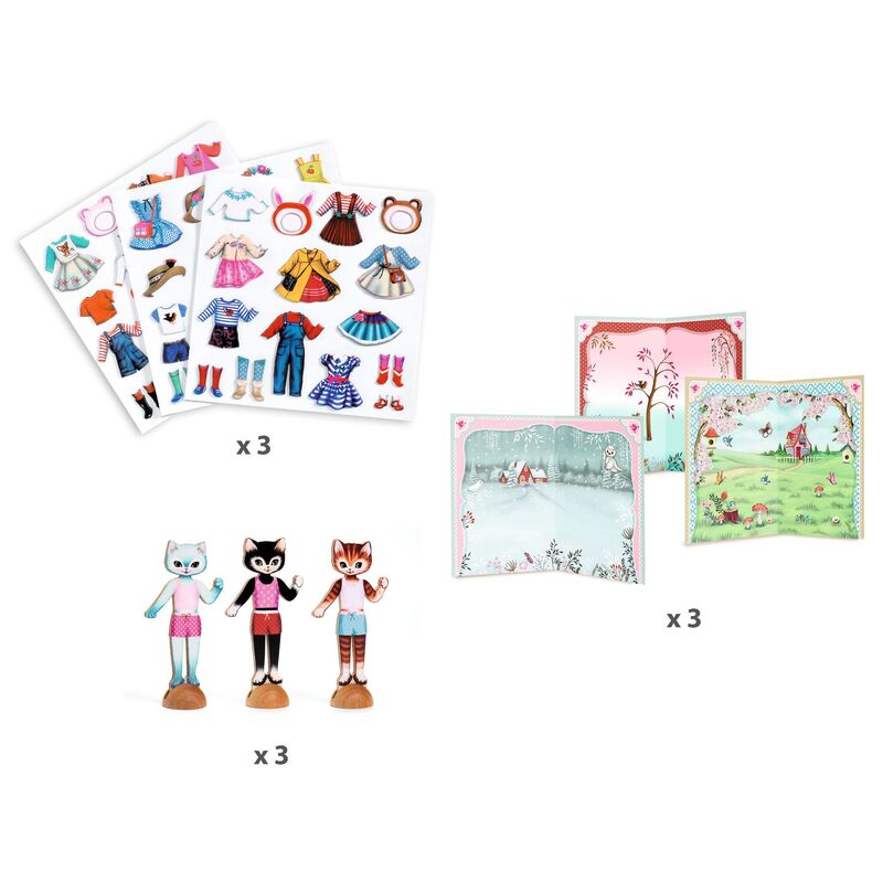 Little Wardrobe Collage Activity Set - wooden cats to dress up