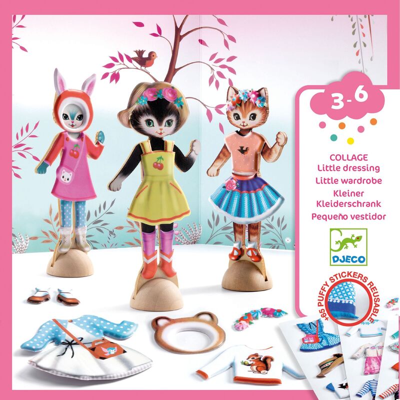 Little Wardrobe Collage Activity Set - wooden cats to dress up