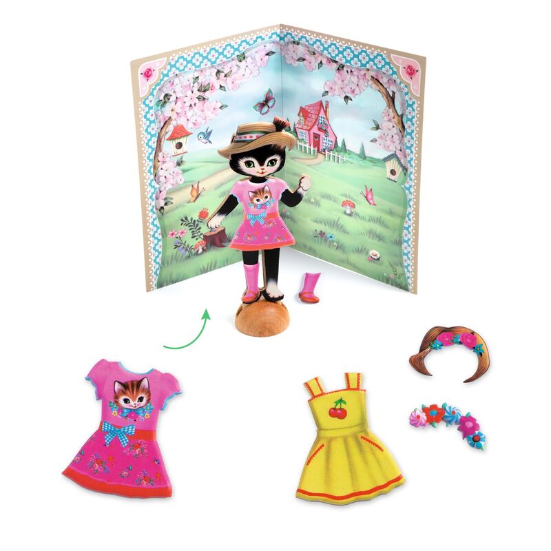 Little Wardrobe Collage Activity Set - wooden cats to dress up