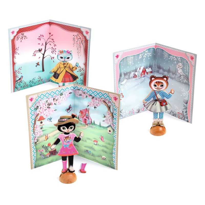 Little Wardrobe Collage Activity Set - wooden cats to dress up