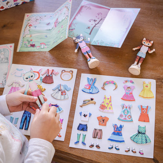 Little Wardrobe Collage Activity Set - wooden cats to dress up