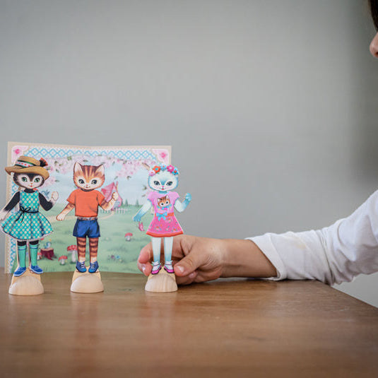 Little Wardrobe Collage Activity Set - wooden cats to dress up
