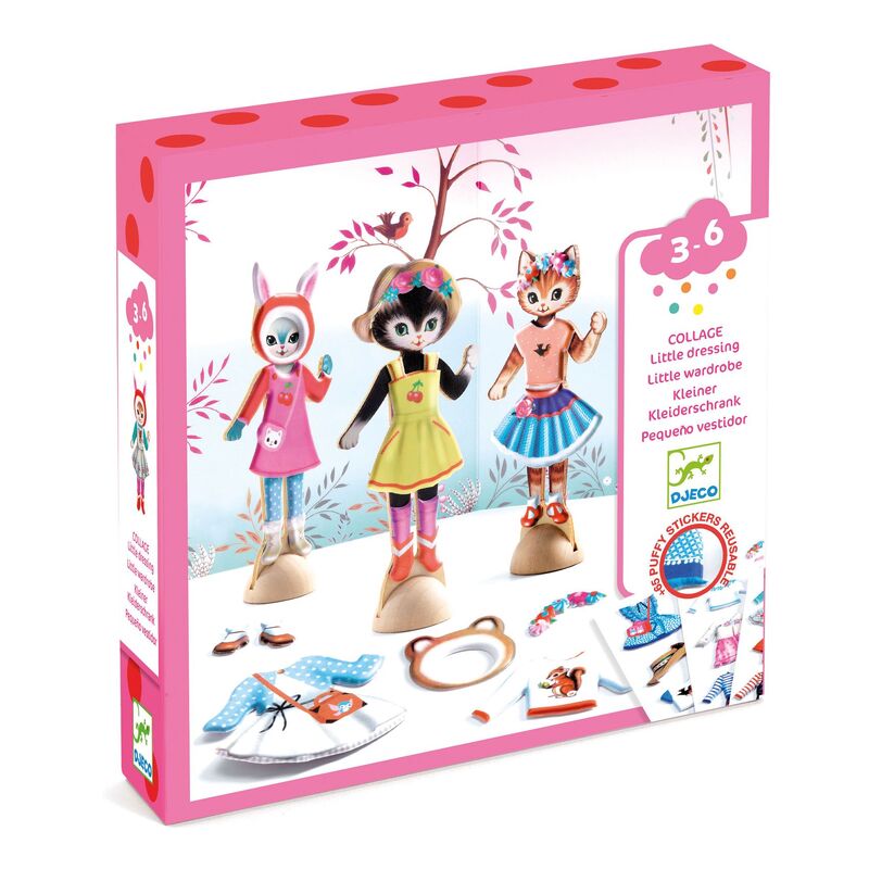 Little Wardrobe Collage Activity Set - wooden cats to dress up