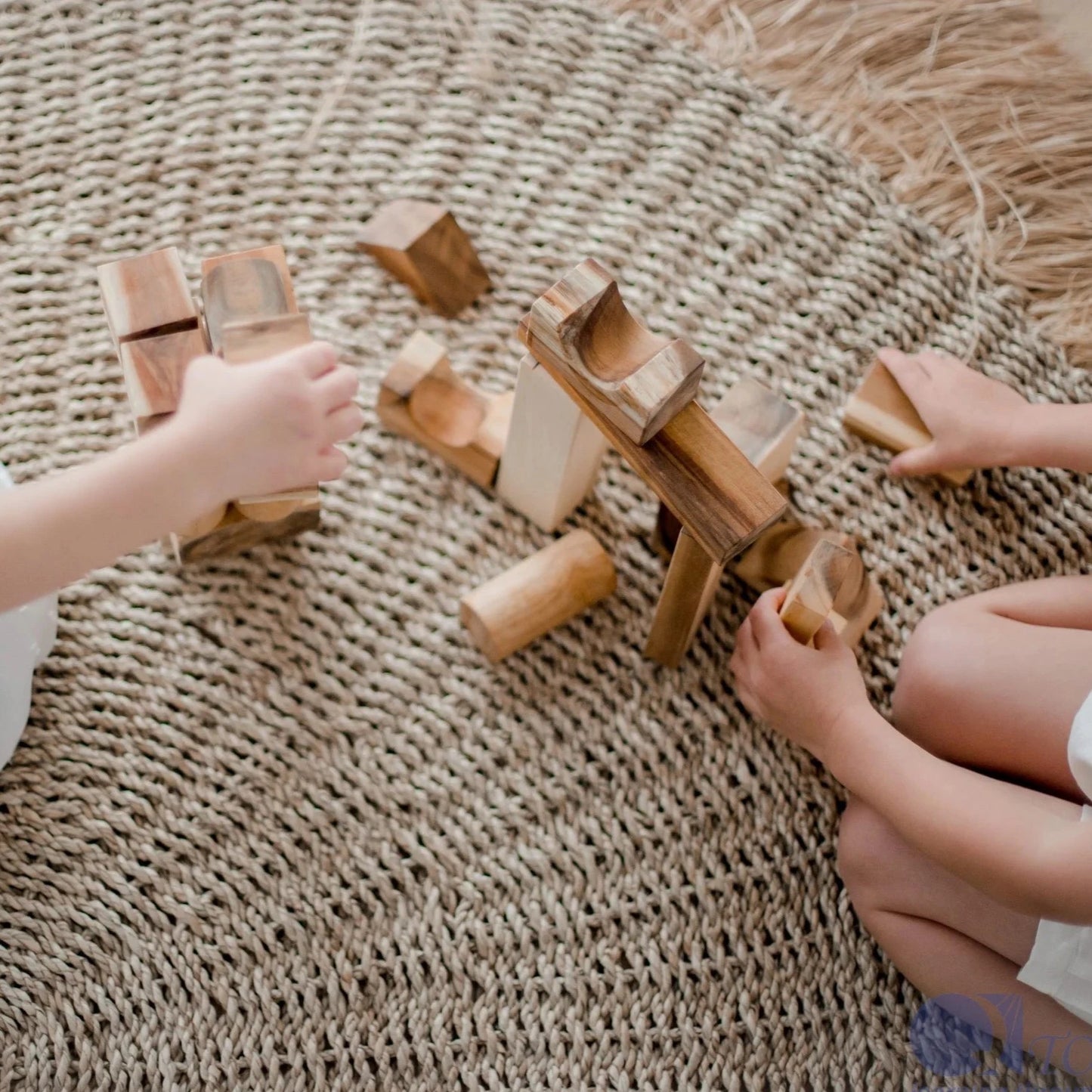 Qtoys Natural Wood Blocks – 34 Pcs
