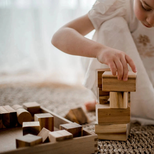 Qtoys Natural Wood Blocks – 34 Pcs