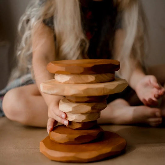 Qtoys Wooden Two Tone Stacking Stones