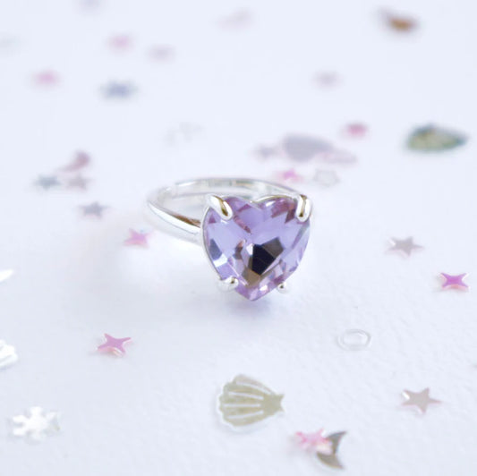 Heart of the Ocean Purple Ring with Velvet Box