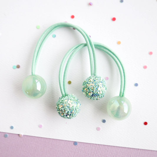 Sparkle Gem Hair Bobbles - Mint