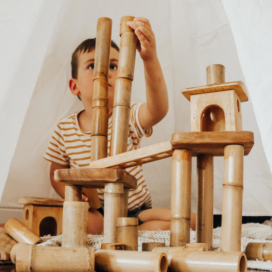 Qtoys Bamboo Building Set with Houses
