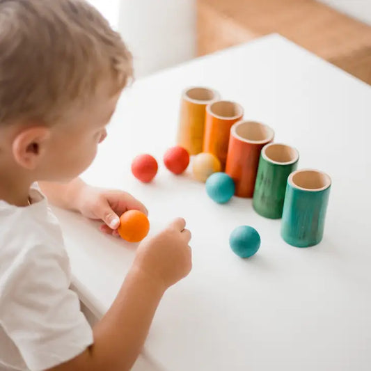 Qtoys Rainbow Bamboo sorting tubes set of 6