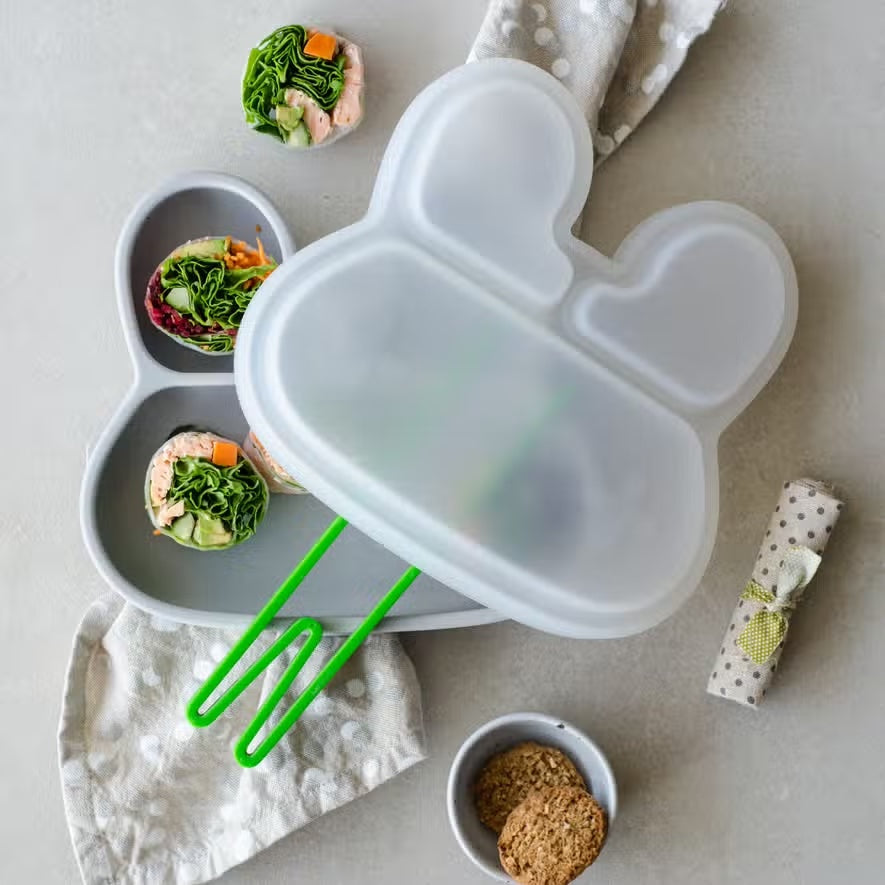 We Might Be Tiny Bunny Stickie® Plate - Grey