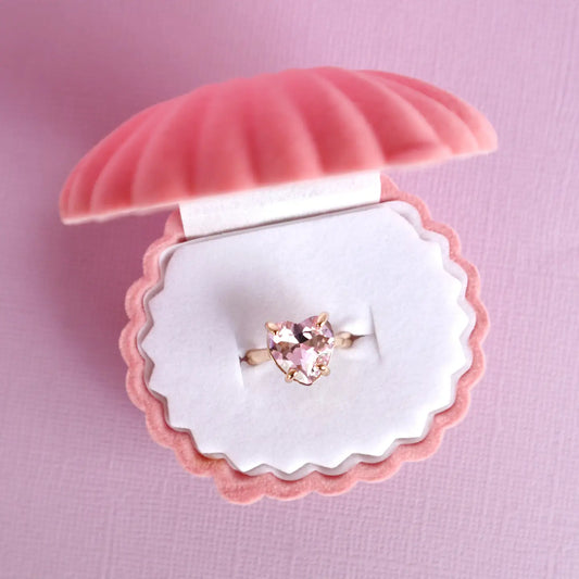 Crystal Heart Ring with Velvet Box