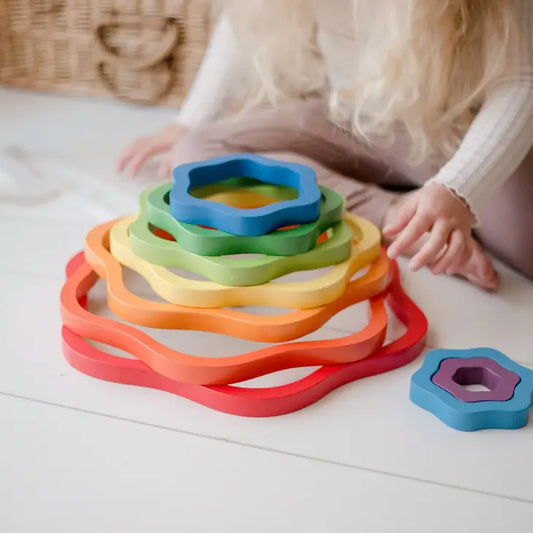 Qtoys Wooden Rainbow flowers