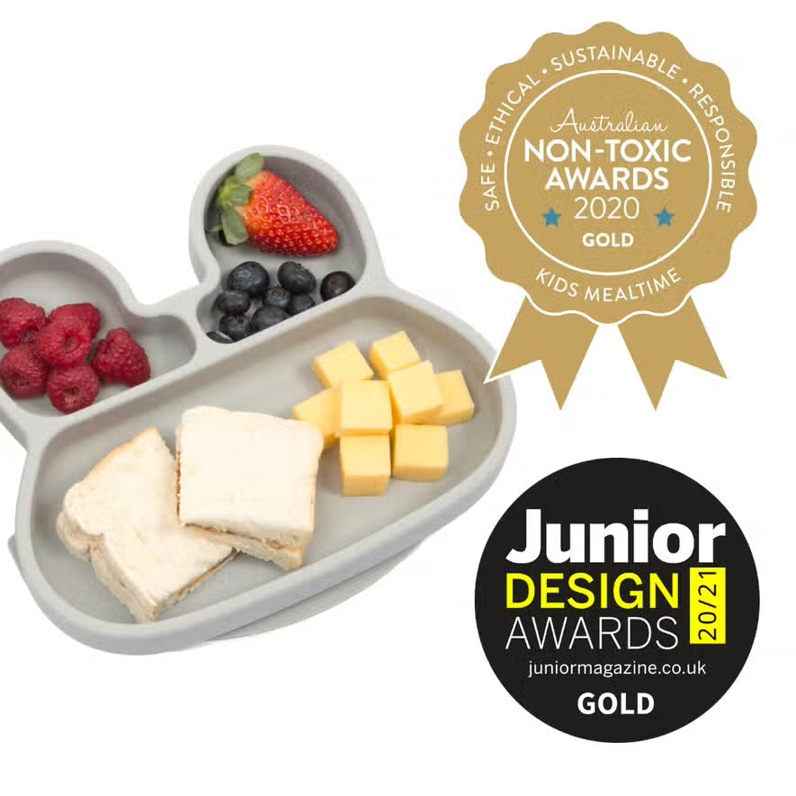 We Might Be Tiny Bunny Stickie® Plate - Grey