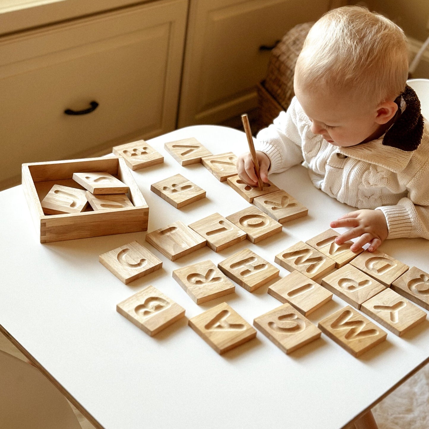 Qtoys Wooden Capital Letter Spelling Tiles